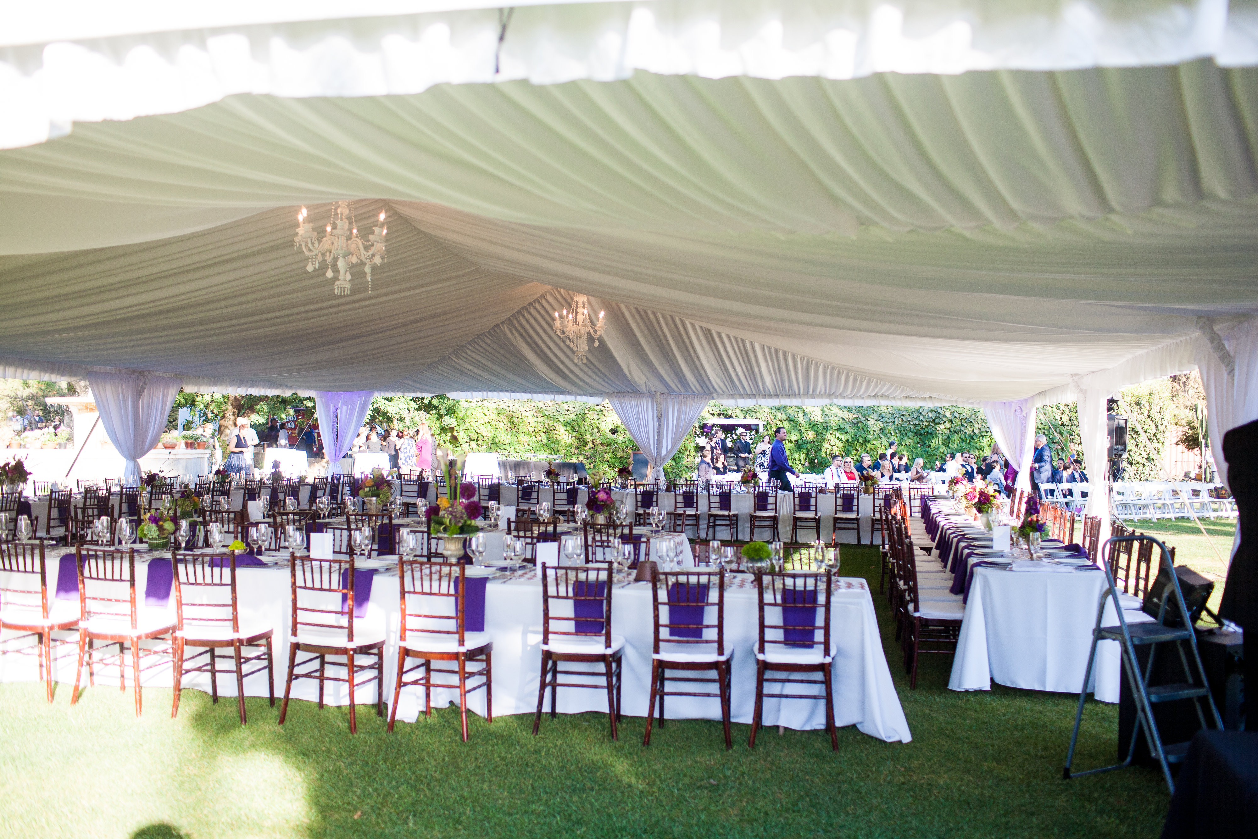 Wedding at Rancho Camulos; Captured by Joel Llacar Photography; Coordinated by Tasteful Tatters; Rentals, tent, dance floor, chandeliers by A-1 Event Rentals